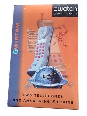 Swatch Twintam Orange Corded Telephone with Answering Machine